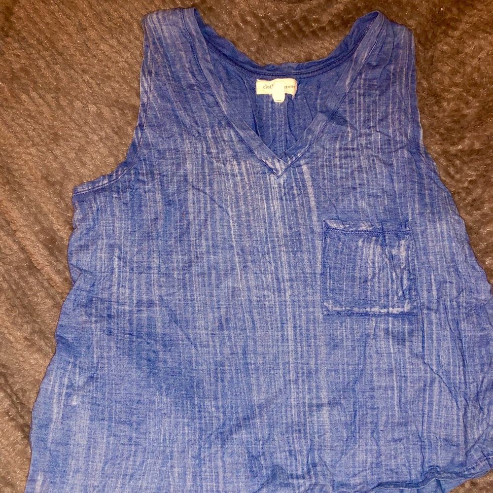 Cloth and stone blue asymmetrical hem tank top😍😍